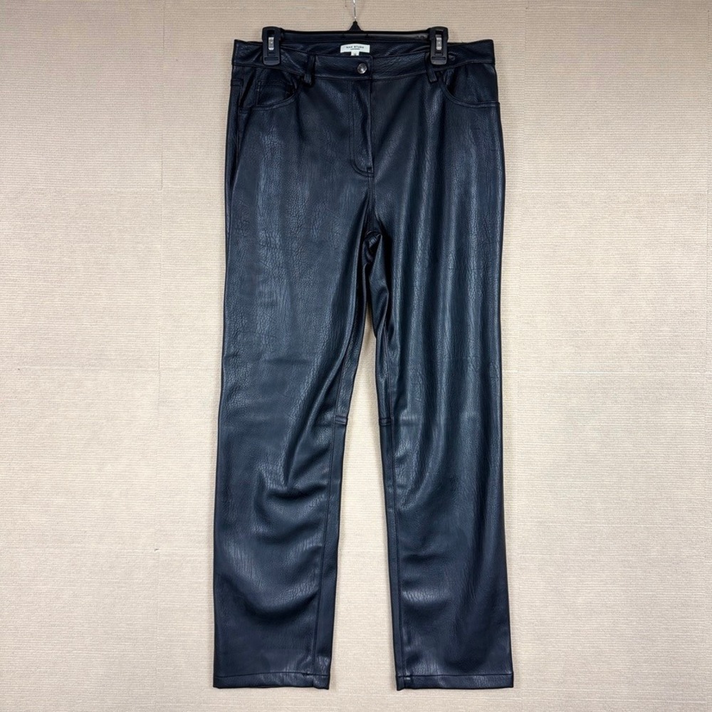 Max Studio London Womens Faux Leather Pants Black Size 12 NWT 4708L08